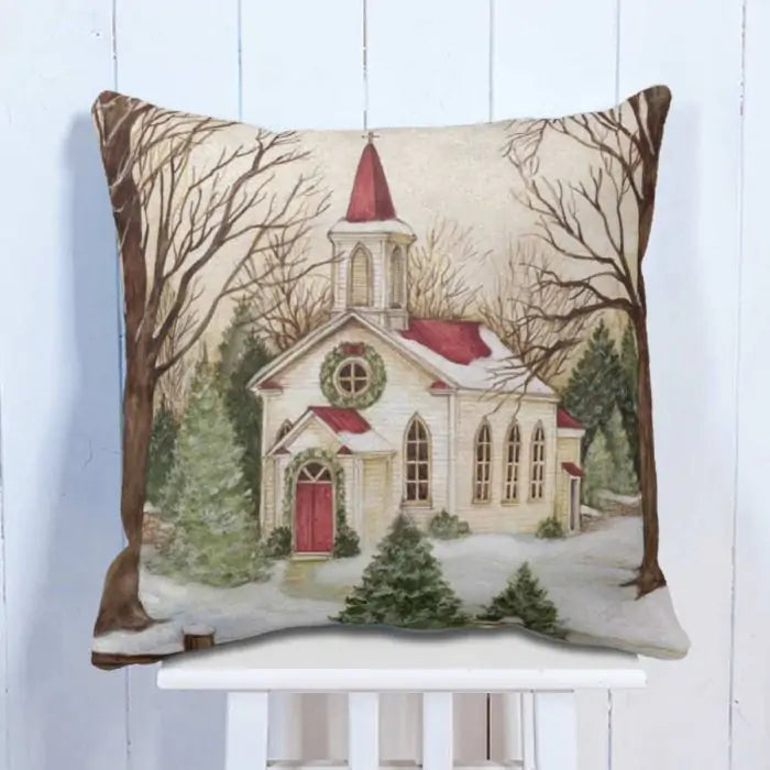 Vintage Noel Retro House Christmas Cushion