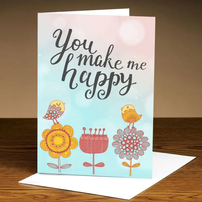 Personalised You make me Happy Greeting Card-1