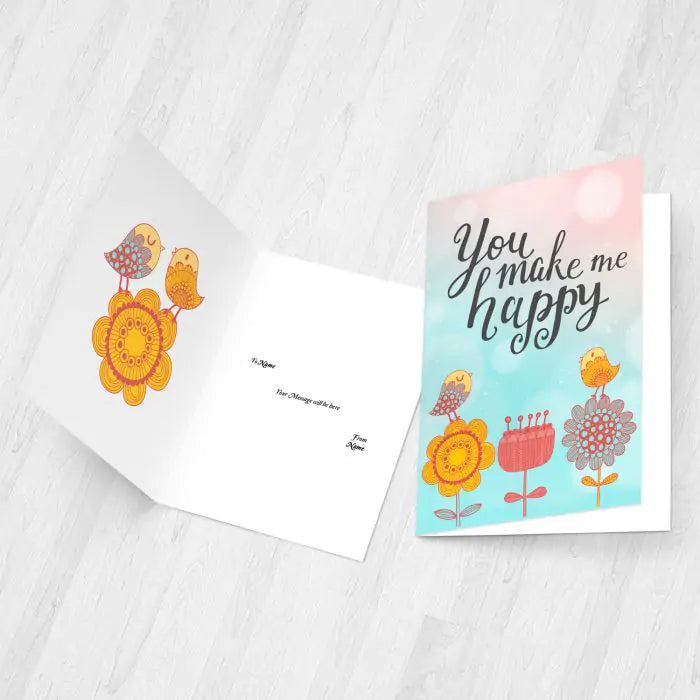 Personalised You make me Happy Greeting Card-2