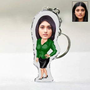 Personalised Business Woman in Green Suit Caricature