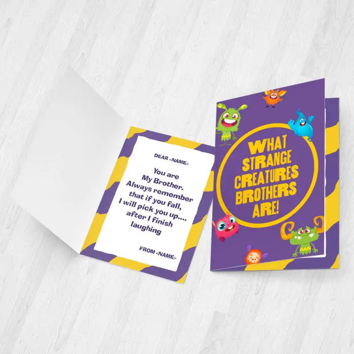 Personalised What Strange Creatures Brothers Are Card