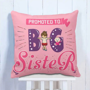 Promoted to Big Sister Pink Cushion