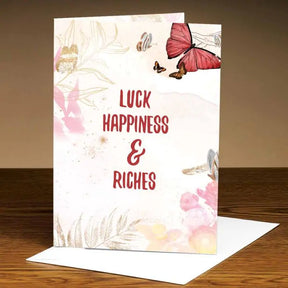 Personalised Good Luck Happiness & Riches Card