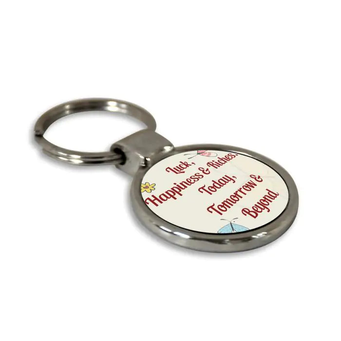 Butterfly Irish Blessing Round Metal Keychain-4