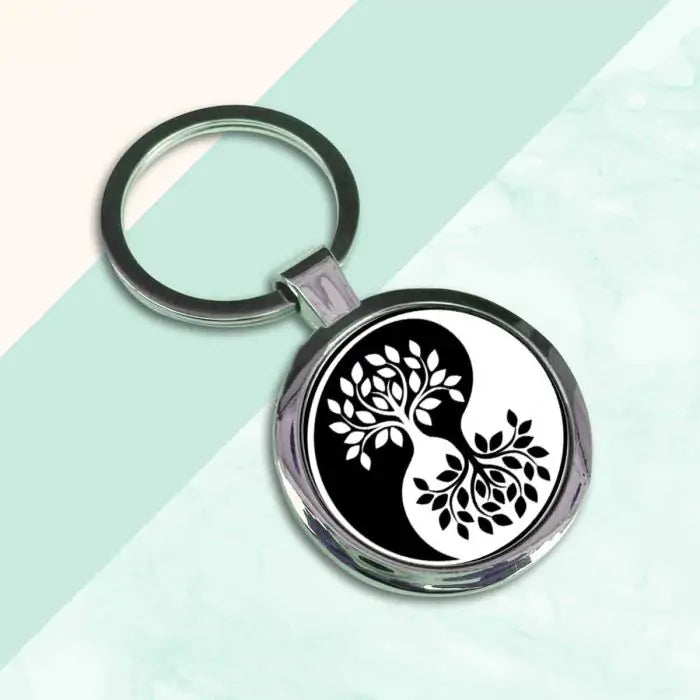 A Tree of Life Round Metal Keychain