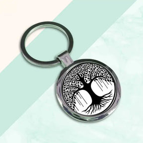 Connection to Everything Tree of Life Round Metal Keychain-2