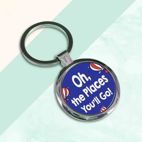 Oh The Places You'll go! Round Metal Keychain