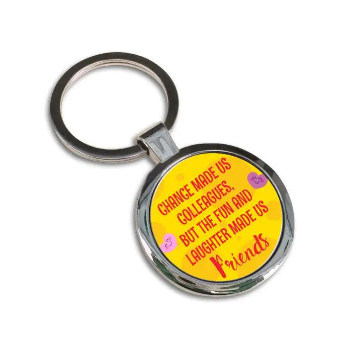 Colleagues to Friends Round Metal Keychain-3