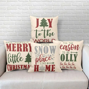 Christmas Red Green Winter Farmhouse Decor Set of 4 Cushion Cover
