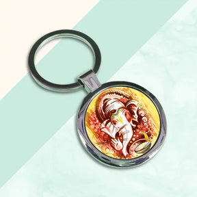 Ganesha Round Round Metal Keychain-2