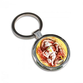 Ganesha Round Round Metal Keychain-3