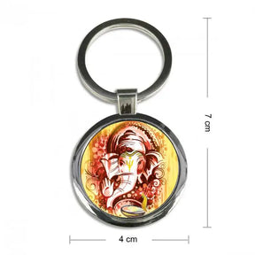 Ganesha Round Round Metal Keychain-6