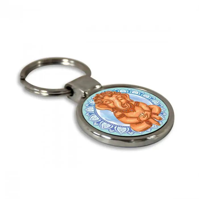 Bala Ganesha Round Metal Keychain-4