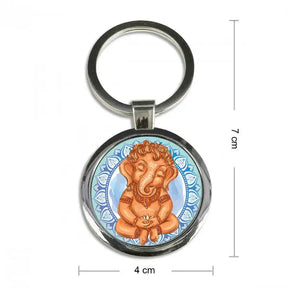 Bala Ganesha Round Metal Keychain