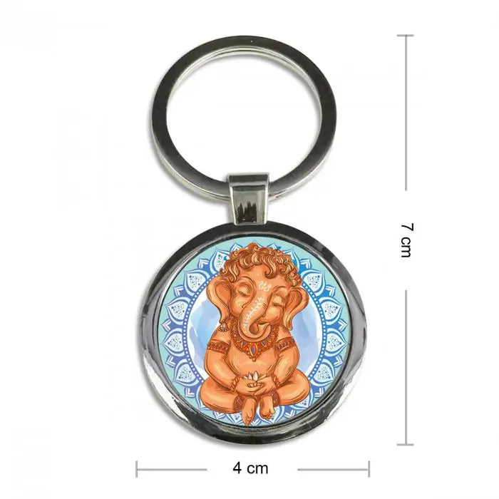 Bala Ganesha Round Metal Keychain-6