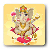 Dancing Bala Ganesha Wooden Fridge Magnet 9 x 9 cm (3.5x3.5)-1