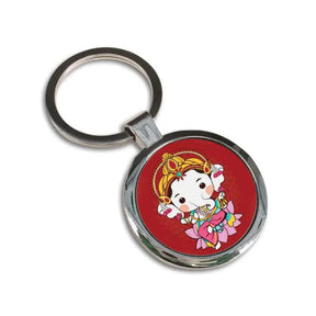 Lotus Cute Bala Ganesha Round Metal Keychain-3