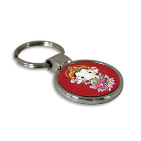 Lotus Cute Bala Ganesha Round Metal Keychain-4