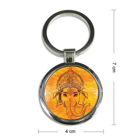 Ganesha Purple Round Metal Keychain-6