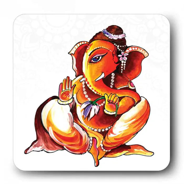 Ganesha Blessings Wooden Fridge Magnet 9 x 9 cm (3.5x3.5)-1