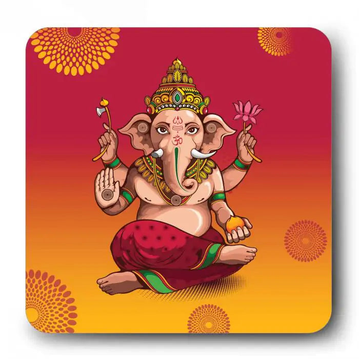 Siddhi Vinayaka Ganesha Ji Wooden Fridge Magnet 9 x 9 cm (3.5x3.5)-1