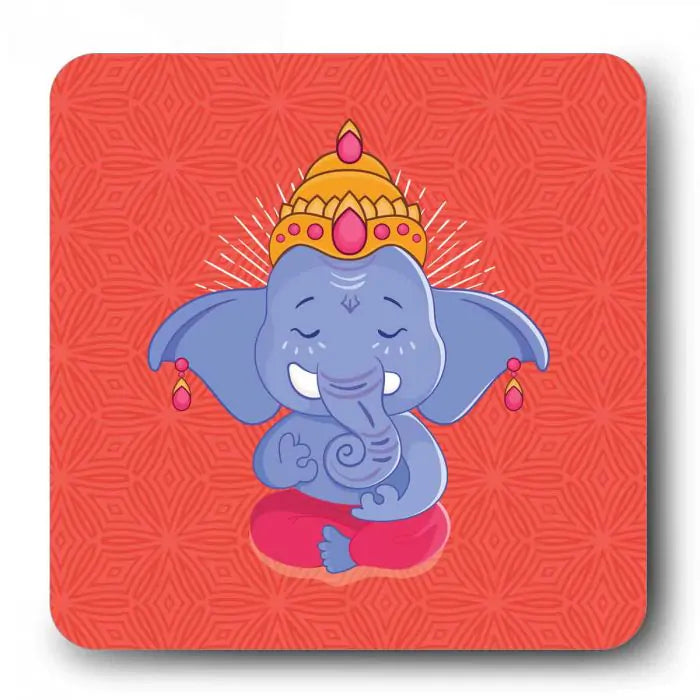 Cute Bala Ganesha Wooden Fridge Magnet 9 x 9 cm (3.5x3.5)-1