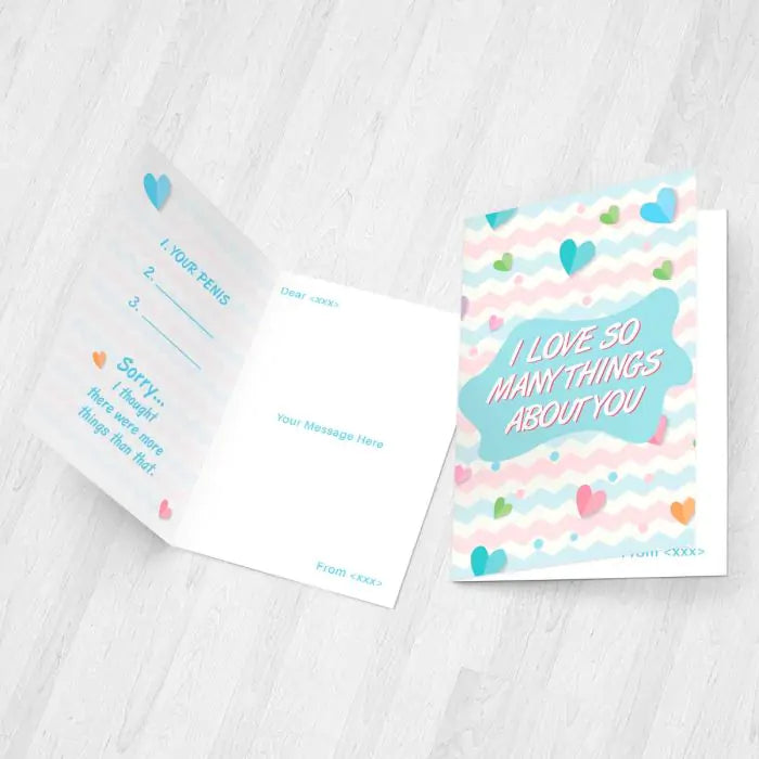 Personalised Naughty Love Things about you Card