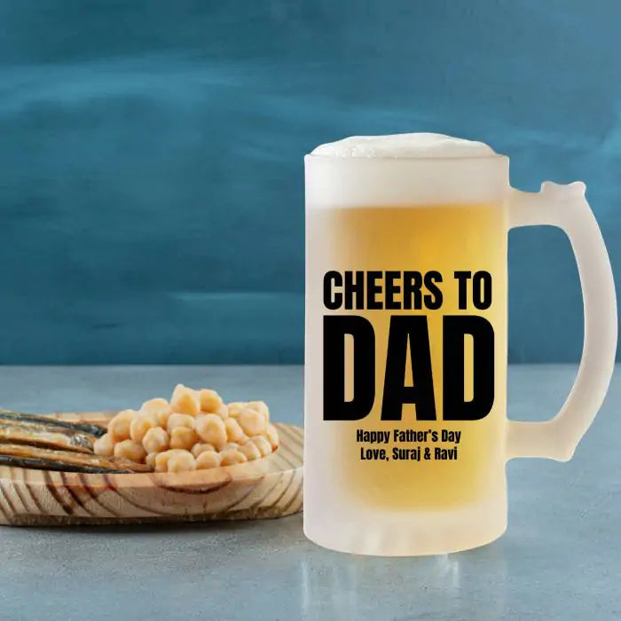 Personalised Cheers to Dad Transparent Beer Mug