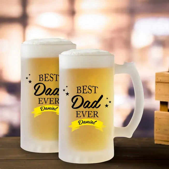 Personalised Best Dad Ever Transparent Beer Mug