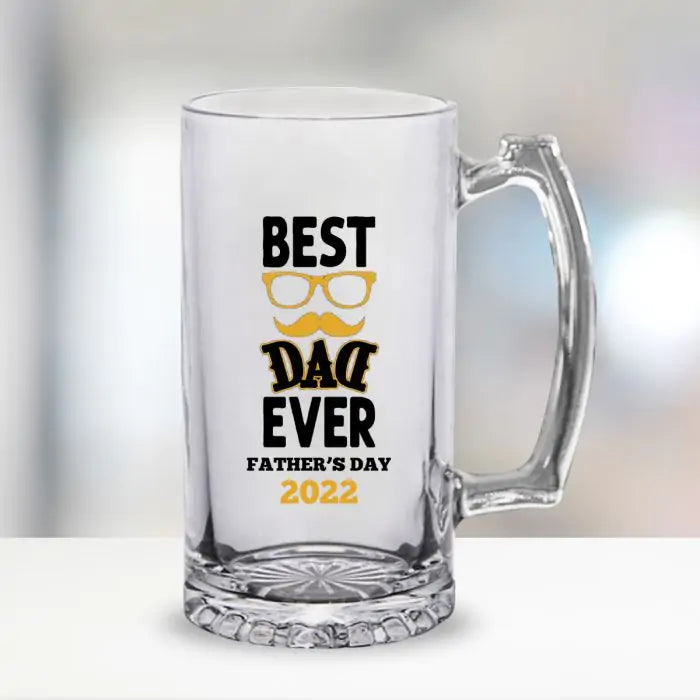 Personalised Best Dad Ever Happy Father's Day Transparent Beer Mug