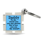 Daddy My World Metal Keychain