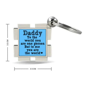 Daddy My World Metal Keychain