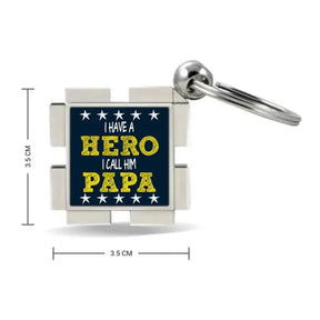 Papa My Hero Metal Keychain