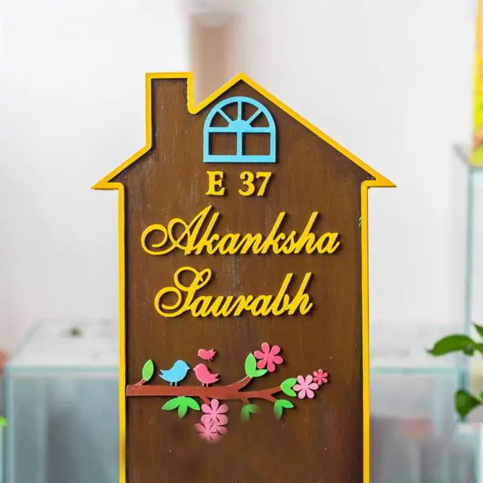 Wooden Hut Shaped Name Plate