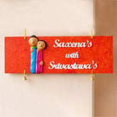 Customized colourful couple themed nameplate