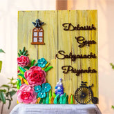 Customized Colourful floral nameplate