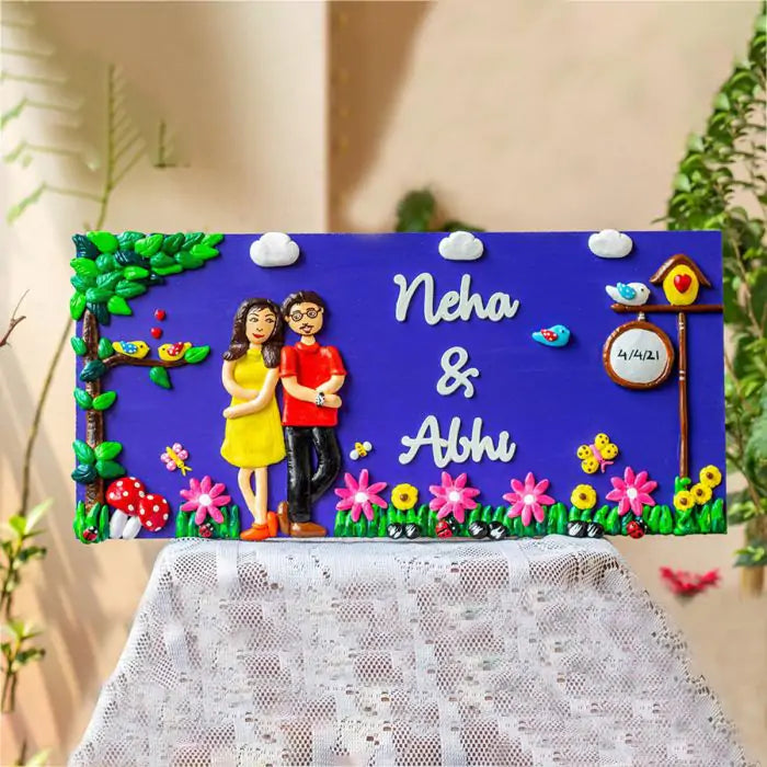Customized Handcrafted Couple Themed Beautiful Nameplate