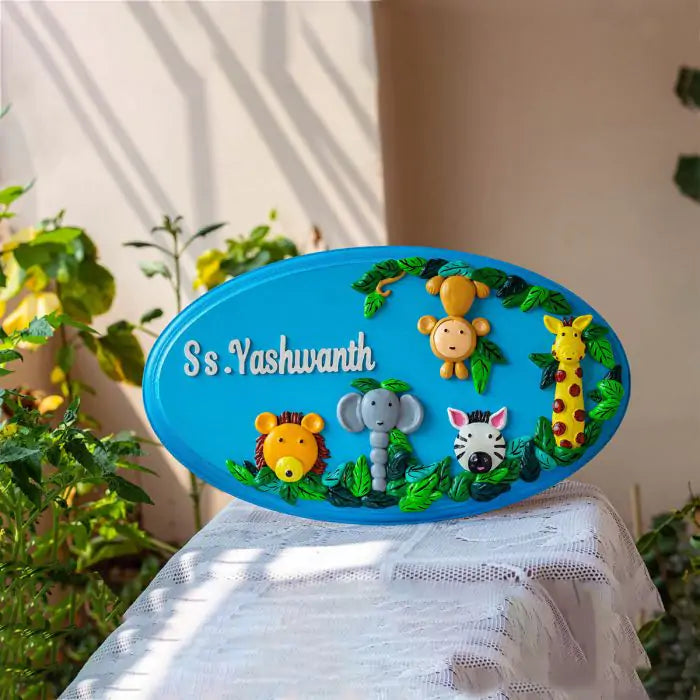 Customized Handmade Jungle Themed Kid‰۪s Nameplate