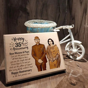 50th Golden Wedding Anniversary Present Personalized Engraved Photo on Wood