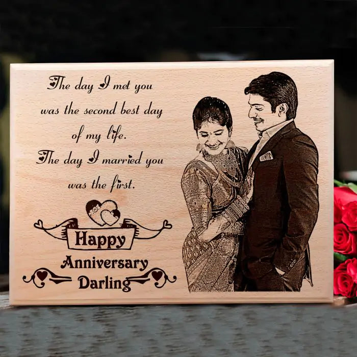 Customized Engraved Wooden Photo Plaque for 25th Anniversary for Parents-2
