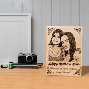 Birthday Gift for Sister Personalized Engraved Plaque Wooden Photo Frame