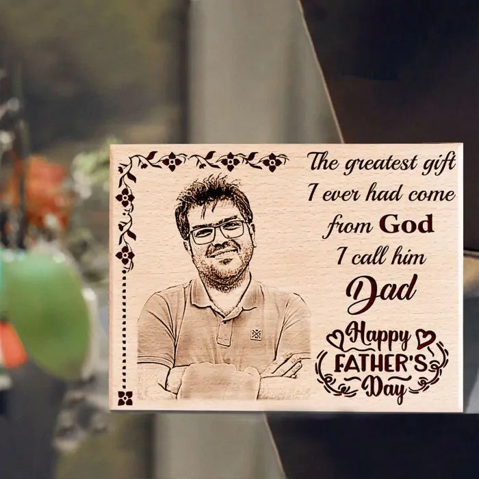 Daughter's Letter for Father with Photo Engraved Wooden Frame-1