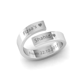Engraved Silver Adjustable Anniversary Ring