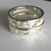 World Map Silver Rings with Diamond 10 c