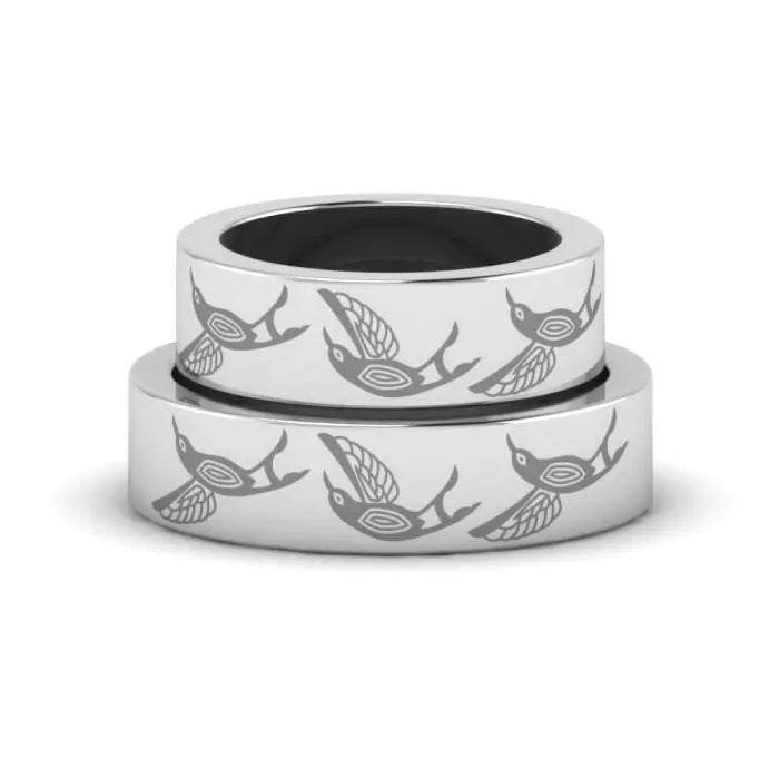 Parrots Engraved Silver Rings-1