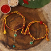 Anahata Chakra Rakhi & Lumba Set - Gold