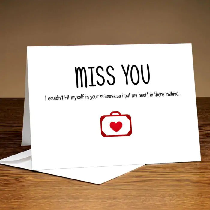 Personalised Heart In Suitcase I Miss You Card