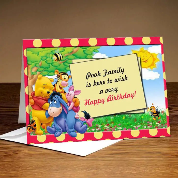 Personalised Birthday Wishes From The Pooh Family Birthday Card