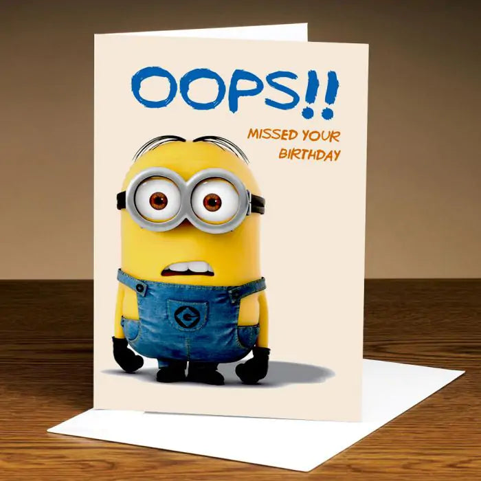 Personalized Minion Belated Birthday Card
