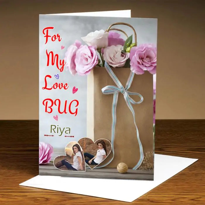 Personalised My Love Bug Photo Greeting Card